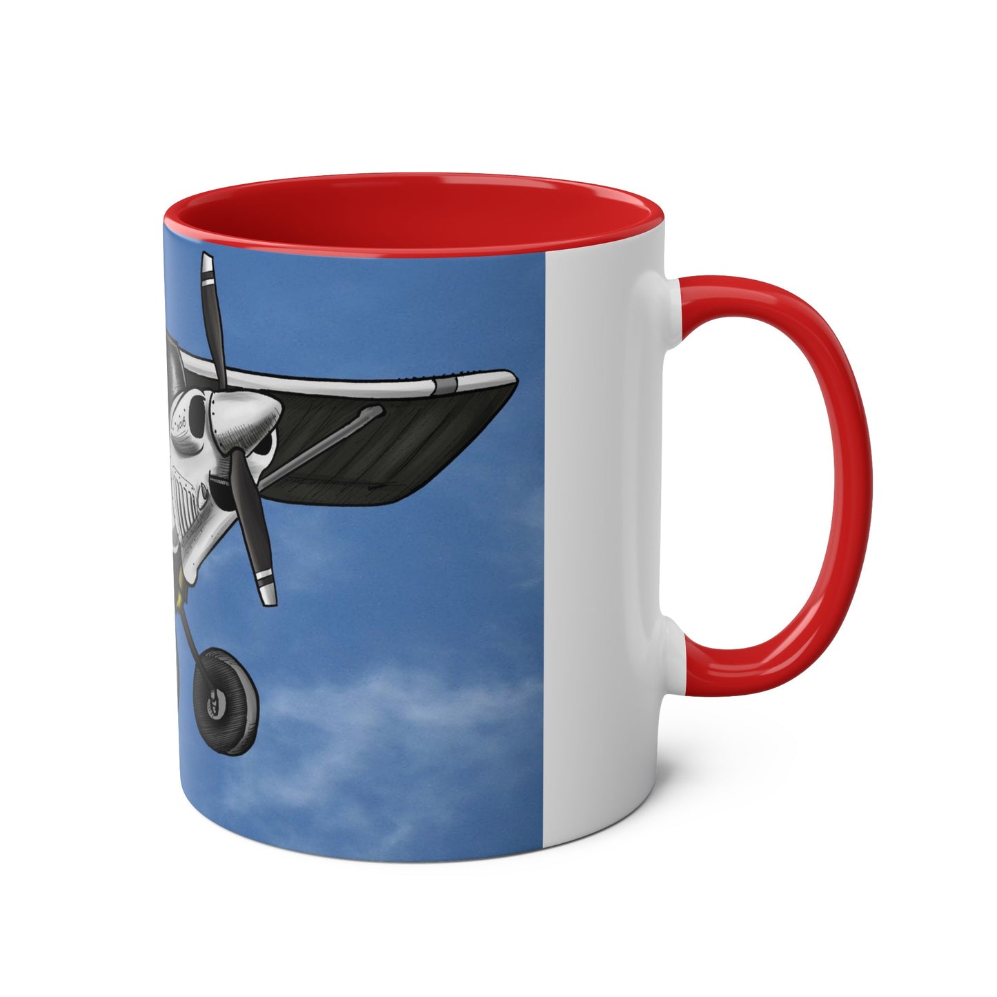 Super Cub STOL Design Two-Tone Coffee Mugs, 11oz