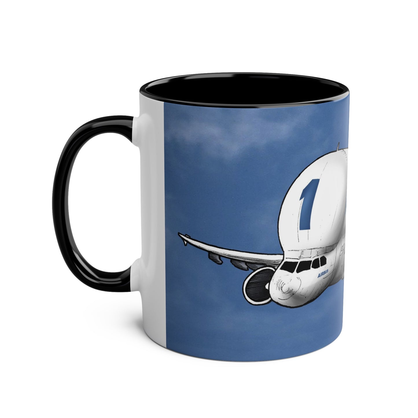 Beluga Airbus Cartoon Two-Tone Coffee Mugs, 11oz