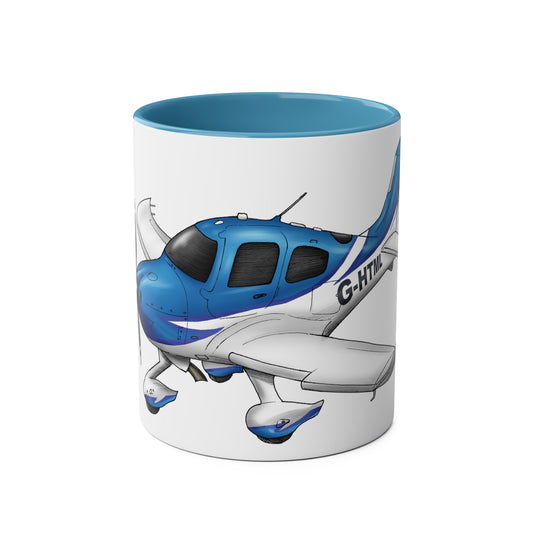 Cirrus Aircraft Hand drawn art Two-Tone Coffee Mugs, 11oz