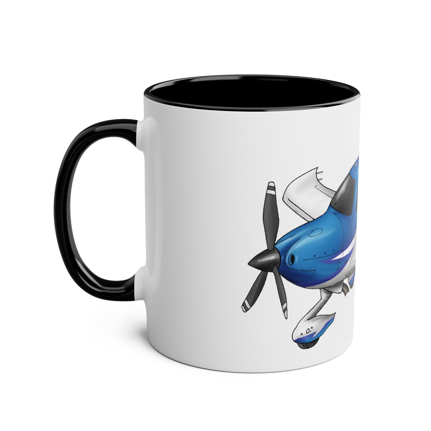 Cirrus Aircraft Hand drawn art Two-Tone Coffee Mugs, 11oz