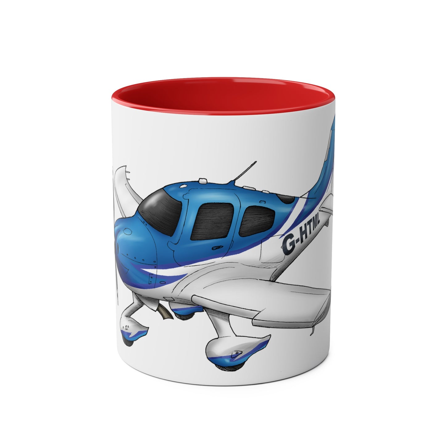 Cirrus Aircraft Hand drawn art Two-Tone Coffee Mugs, 11oz