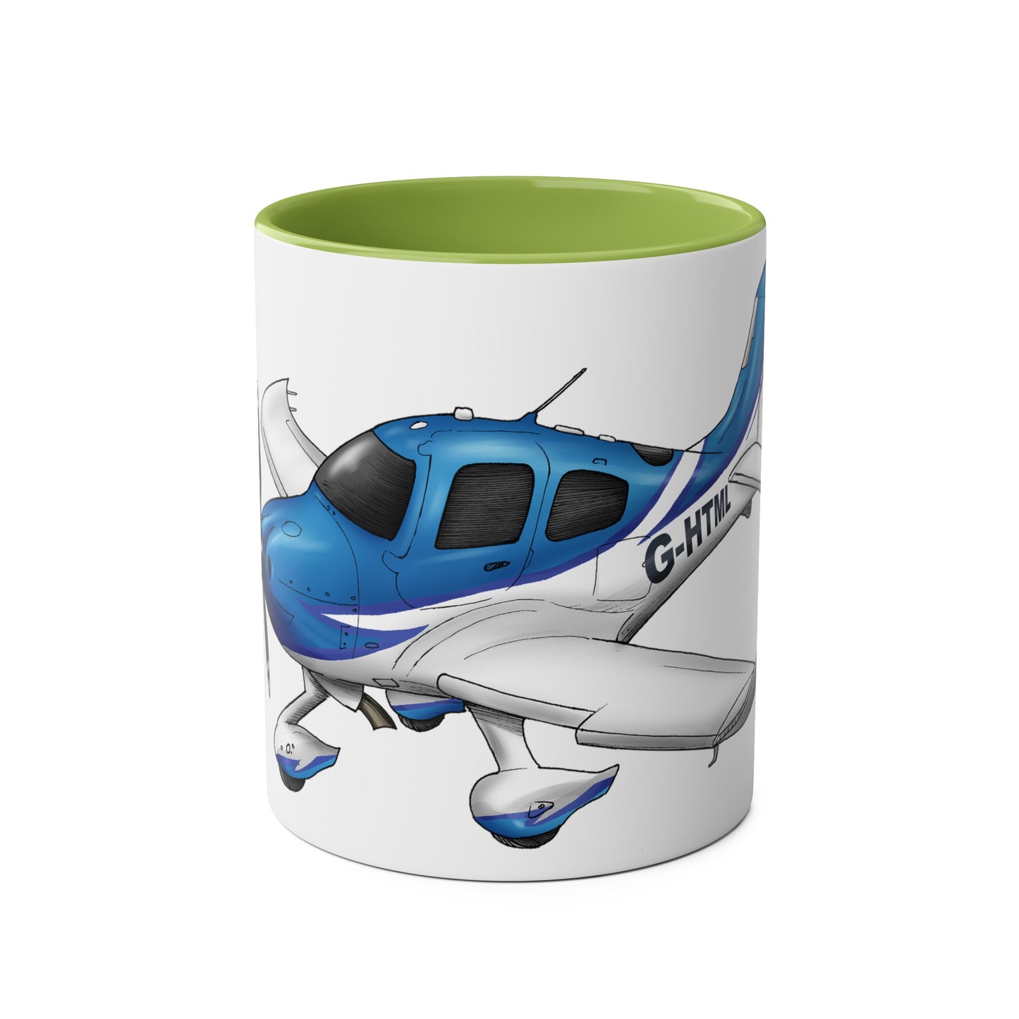 Cirrus Aircraft Hand drawn art Two-Tone Coffee Mugs, 11oz