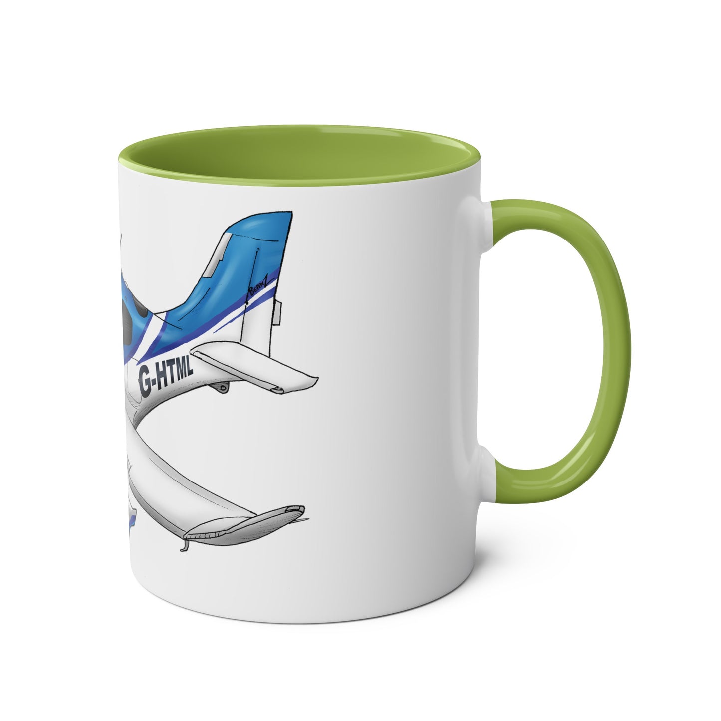 Cirrus Aircraft Hand drawn art Two-Tone Coffee Mugs, 11oz