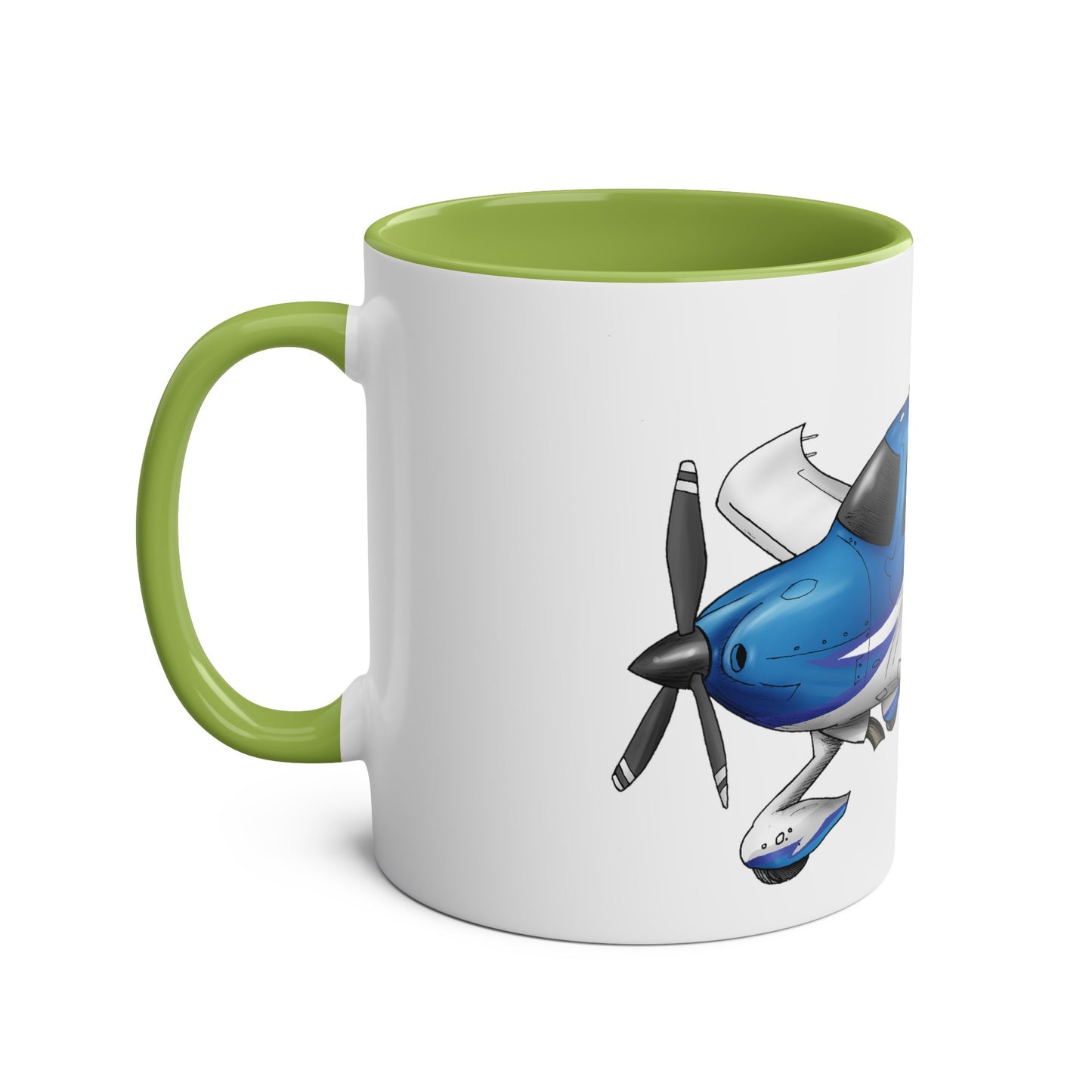 Cirrus Aircraft Hand drawn art Two-Tone Coffee Mugs, 11oz