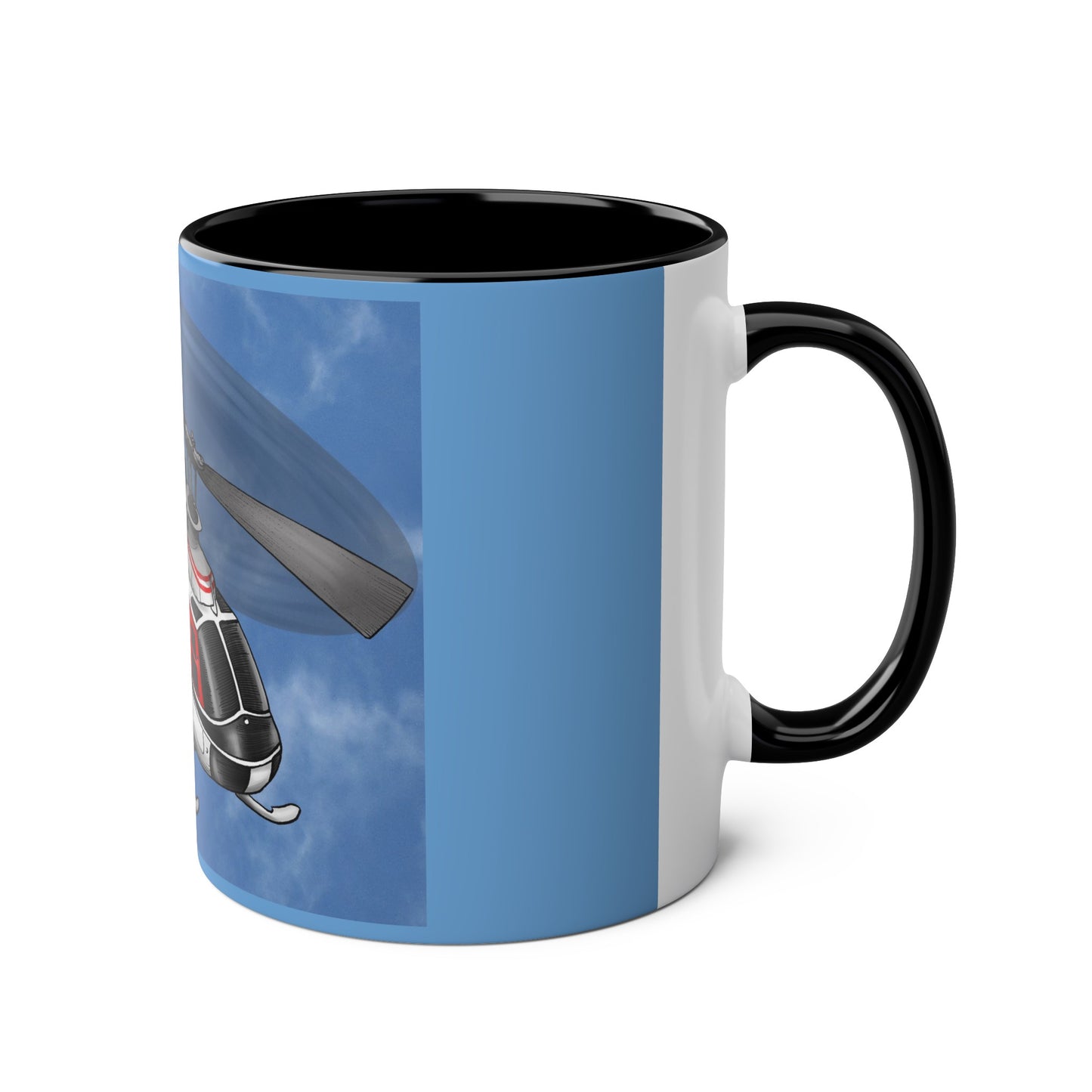 Bell Jet Ranger Helicopter Two-Tone Coffee Mugs, 11oz
