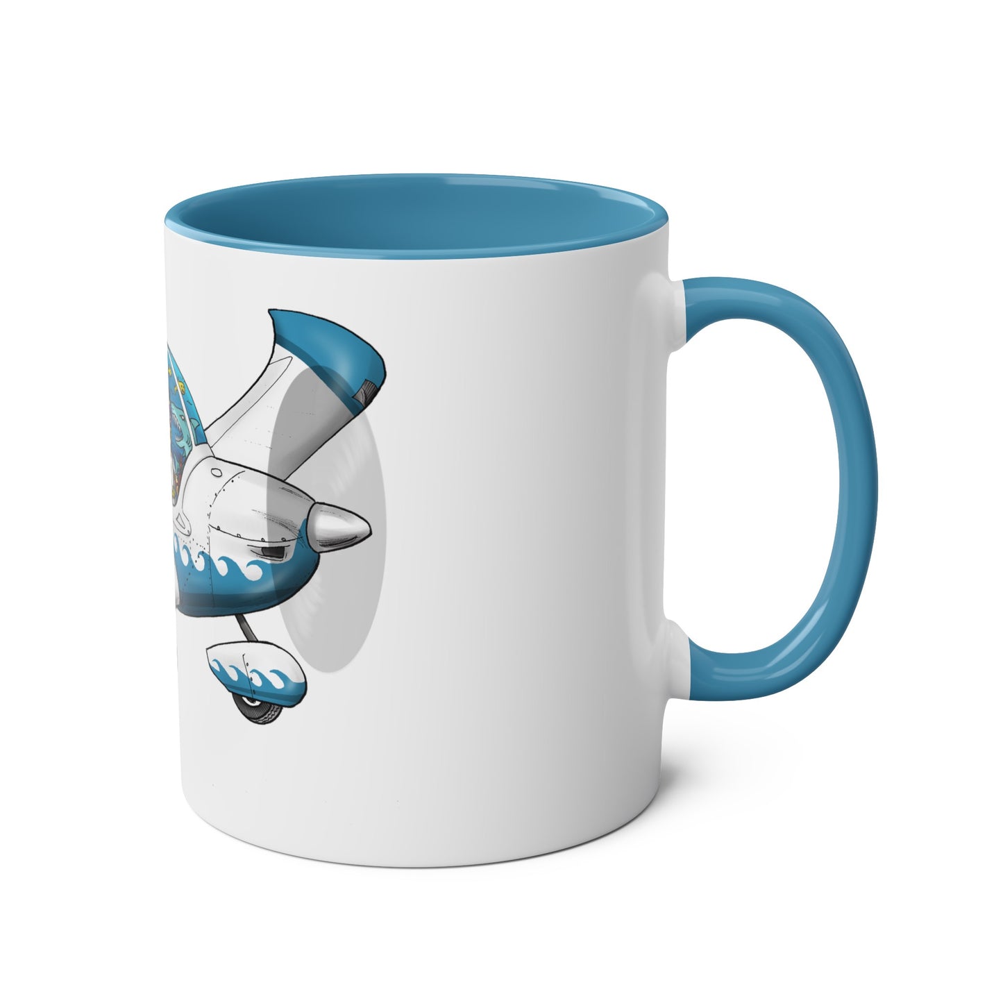 EV97 Eurostar Aqua Club Two-Tone Coffee Mugs, 11oz