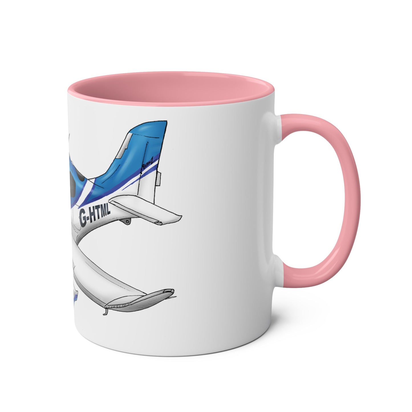 Cirrus Aircraft Hand drawn art Two-Tone Coffee Mugs, 11oz