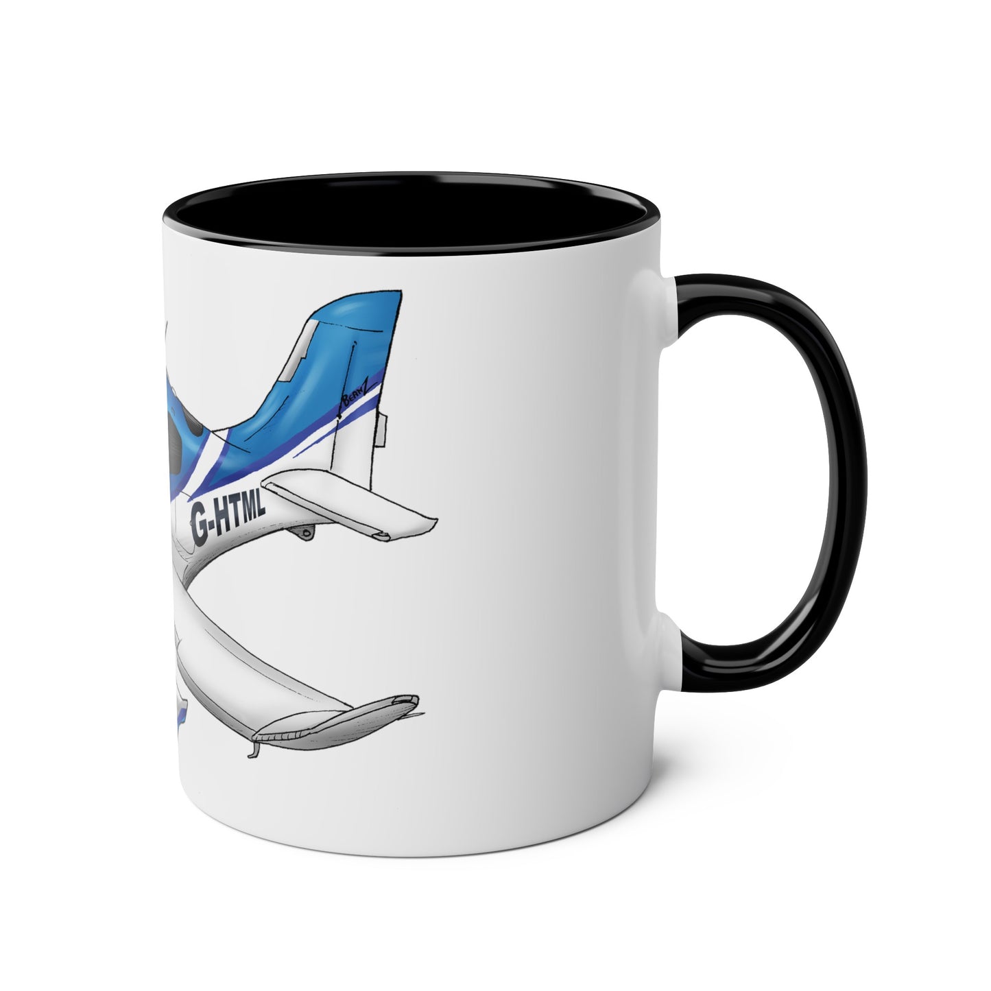 Cirrus Aircraft Hand drawn art Two-Tone Coffee Mugs, 11oz