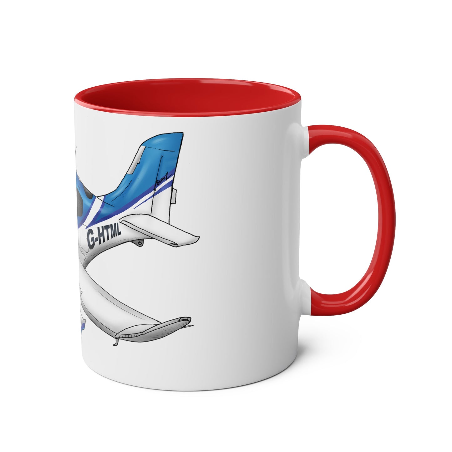 Cirrus Aircraft Hand drawn art Two-Tone Coffee Mugs, 11oz