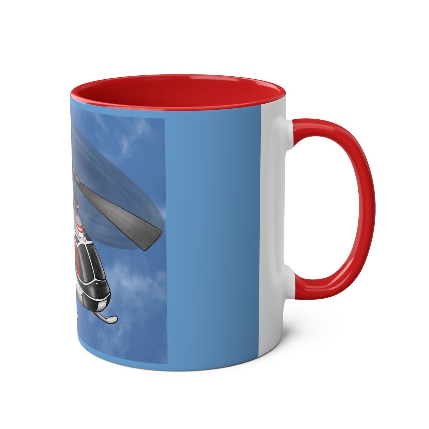 Bell Jet Ranger Helicopter Two-Tone Coffee Mugs, 11oz