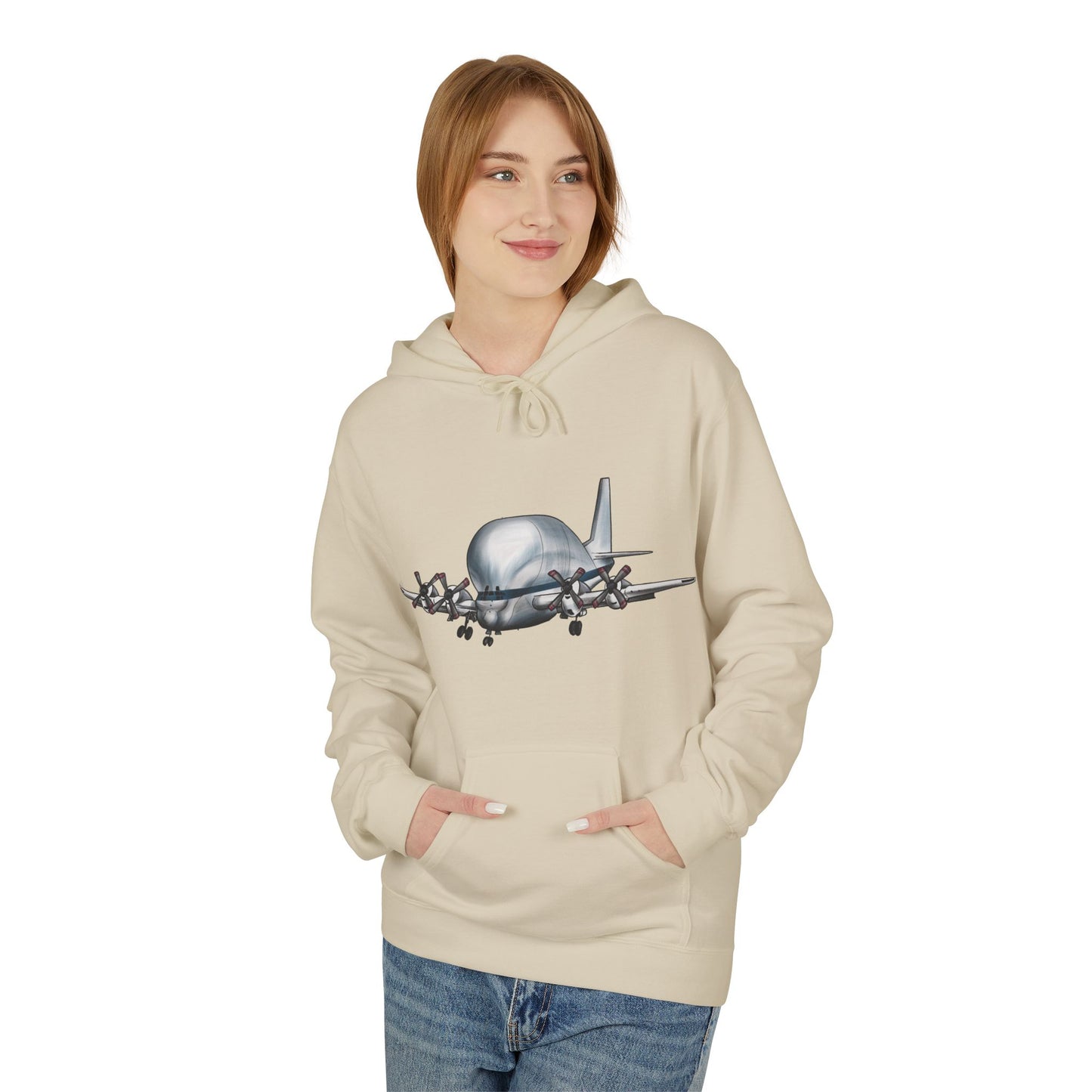 Hoodie with Hand Drawn NASA Guppy Aircraft Design