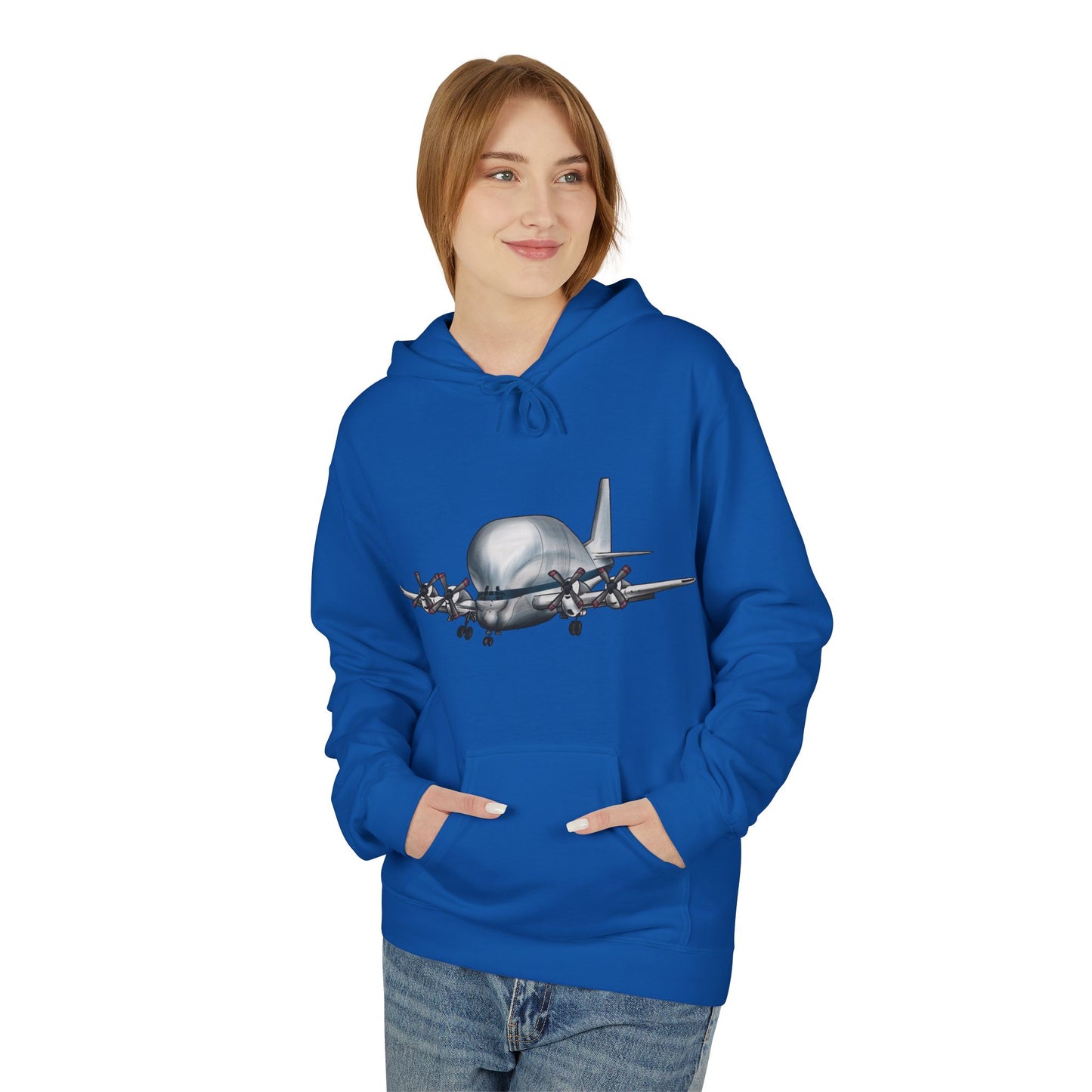 Hoodie with Hand Drawn NASA Guppy Aircraft Design