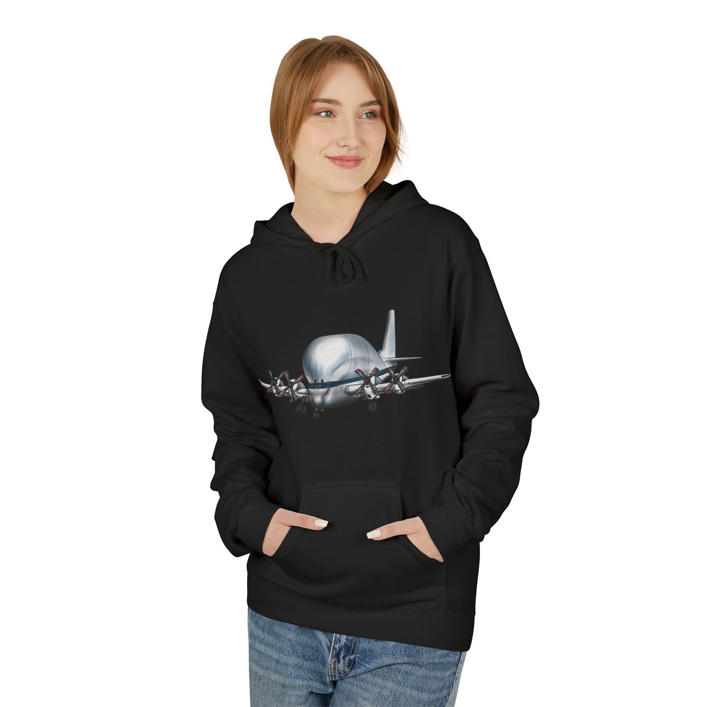 Hoodie with Hand Drawn NASA Guppy Aircraft Design