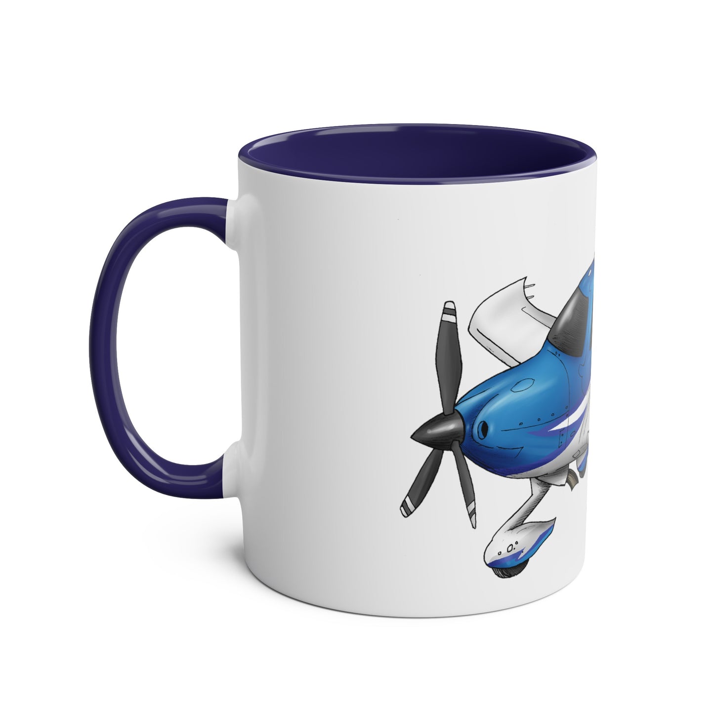 Cirrus Aircraft Hand drawn art Two-Tone Coffee Mugs, 11oz