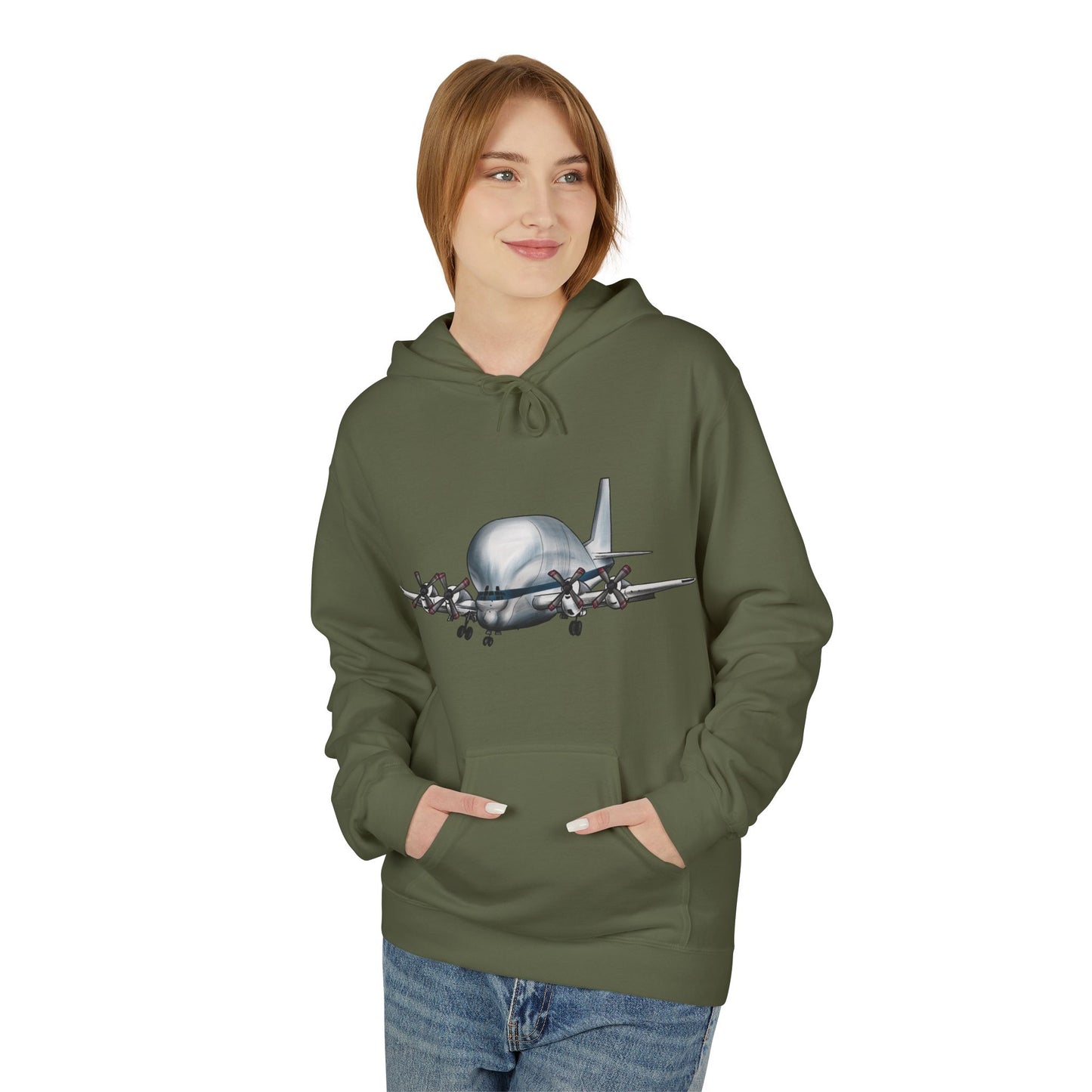 Hoodie with Hand Drawn NASA Guppy Aircraft Design