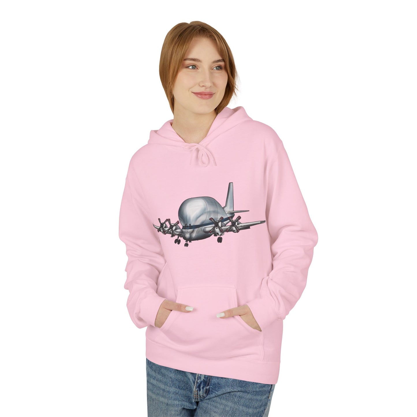 Hoodie with Hand Drawn NASA Guppy Aircraft Design