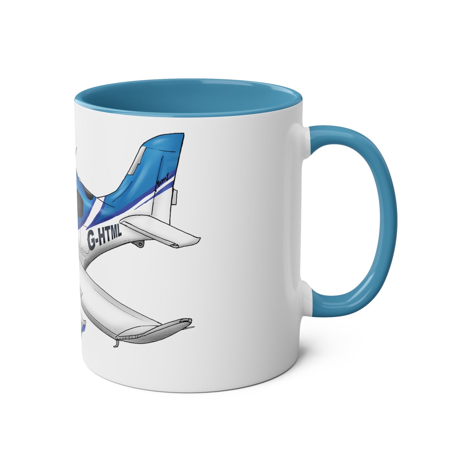 Cirrus Aircraft Hand drawn art Two-Tone Coffee Mugs, 11oz