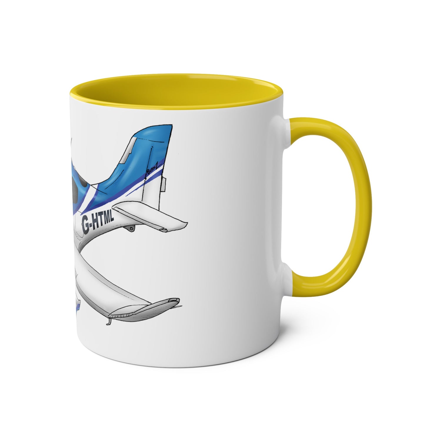 Cirrus Aircraft Hand drawn art Two-Tone Coffee Mugs, 11oz