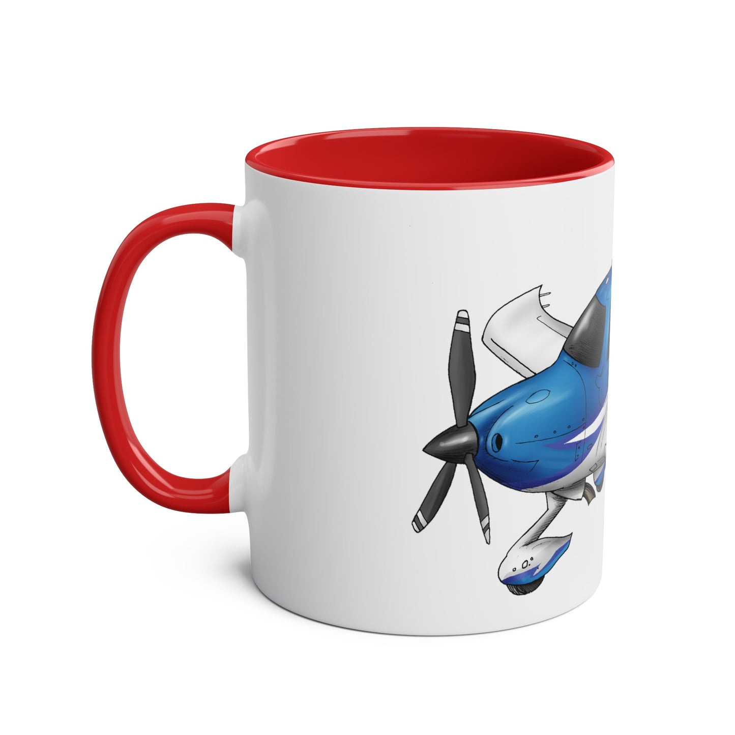 Cirrus Aircraft Hand drawn art Two-Tone Coffee Mugs, 11oz