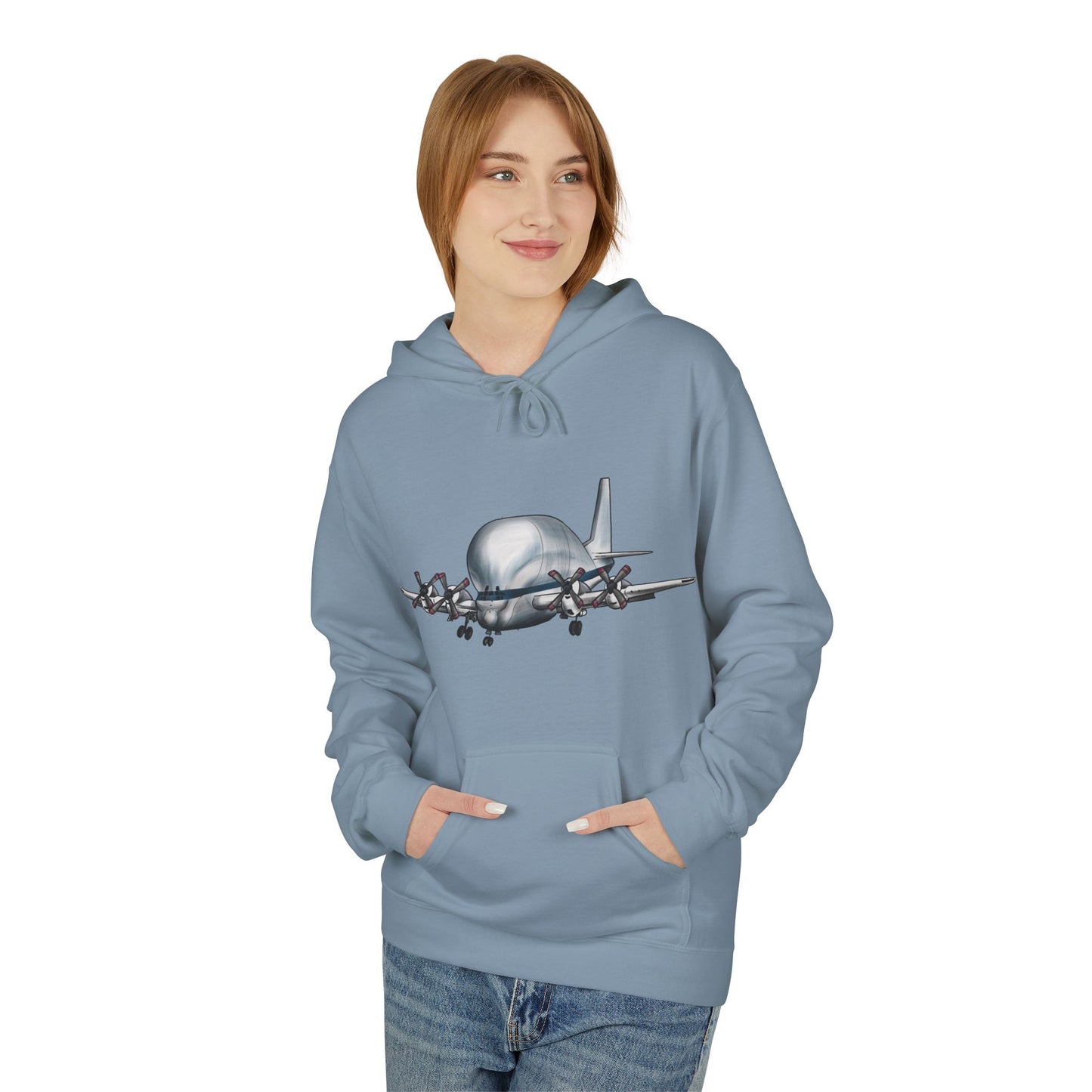 Hoodie with Hand Drawn NASA Guppy Aircraft Design