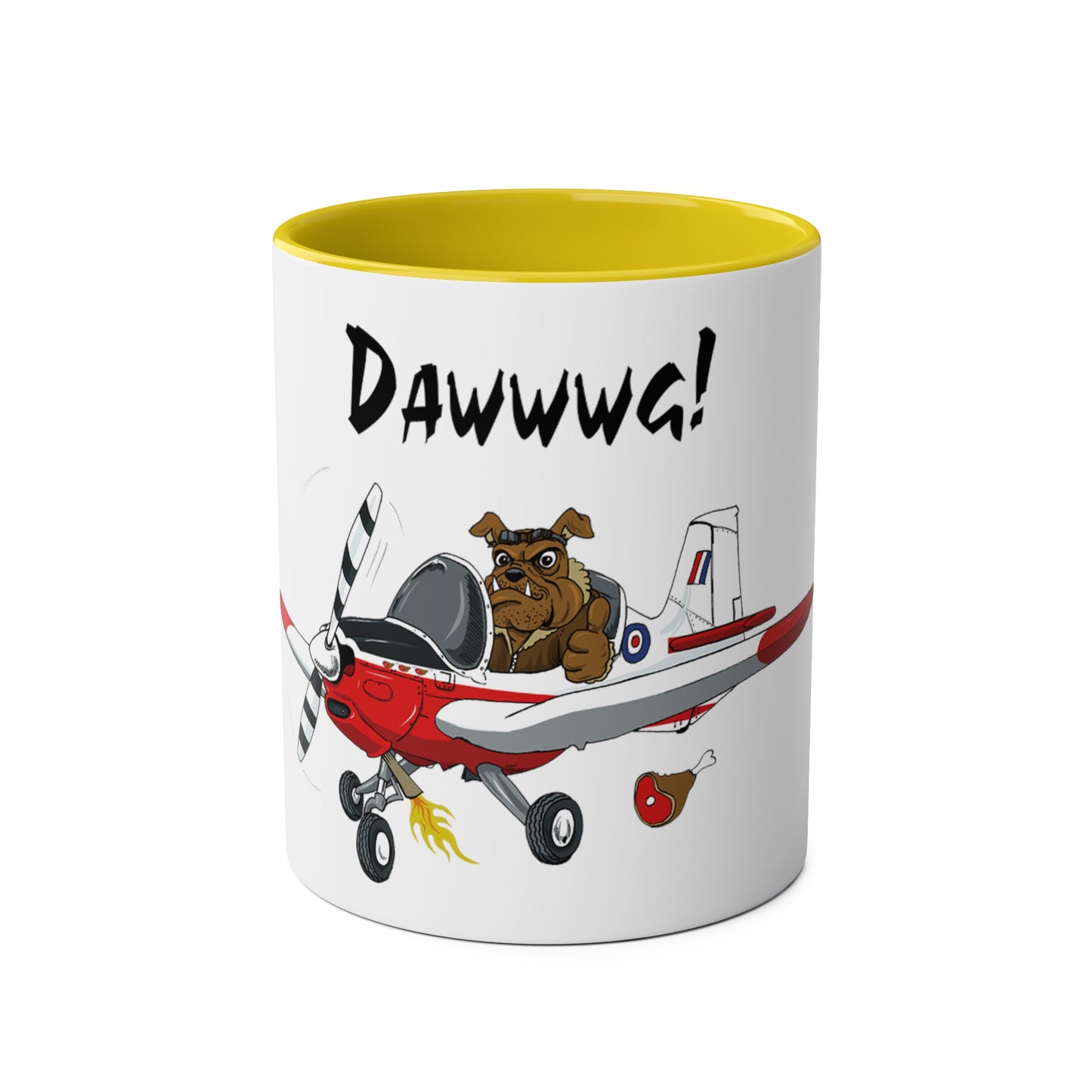 Bulldog Aerobatic Trainer Two-Tone Coffee Mugs, 11oz