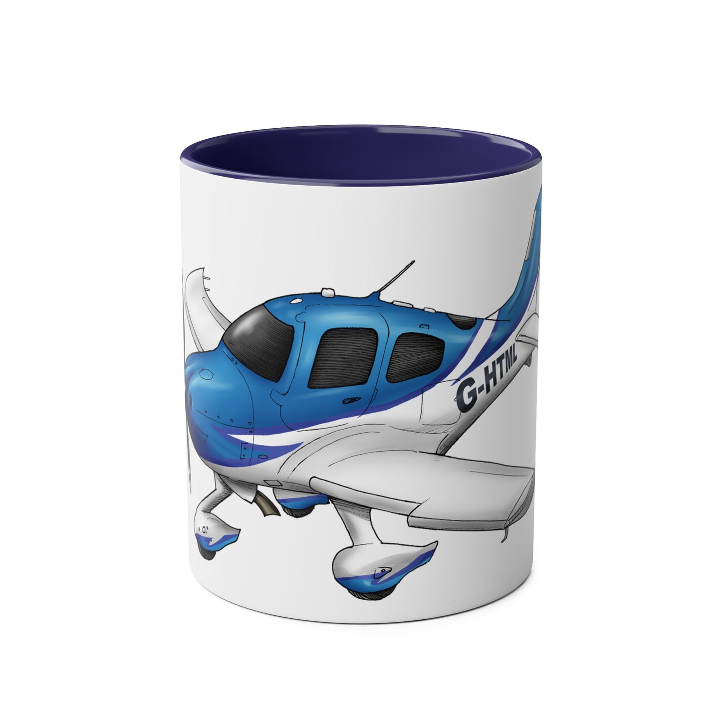 Cirrus Aircraft Hand drawn art Two-Tone Coffee Mugs, 11oz