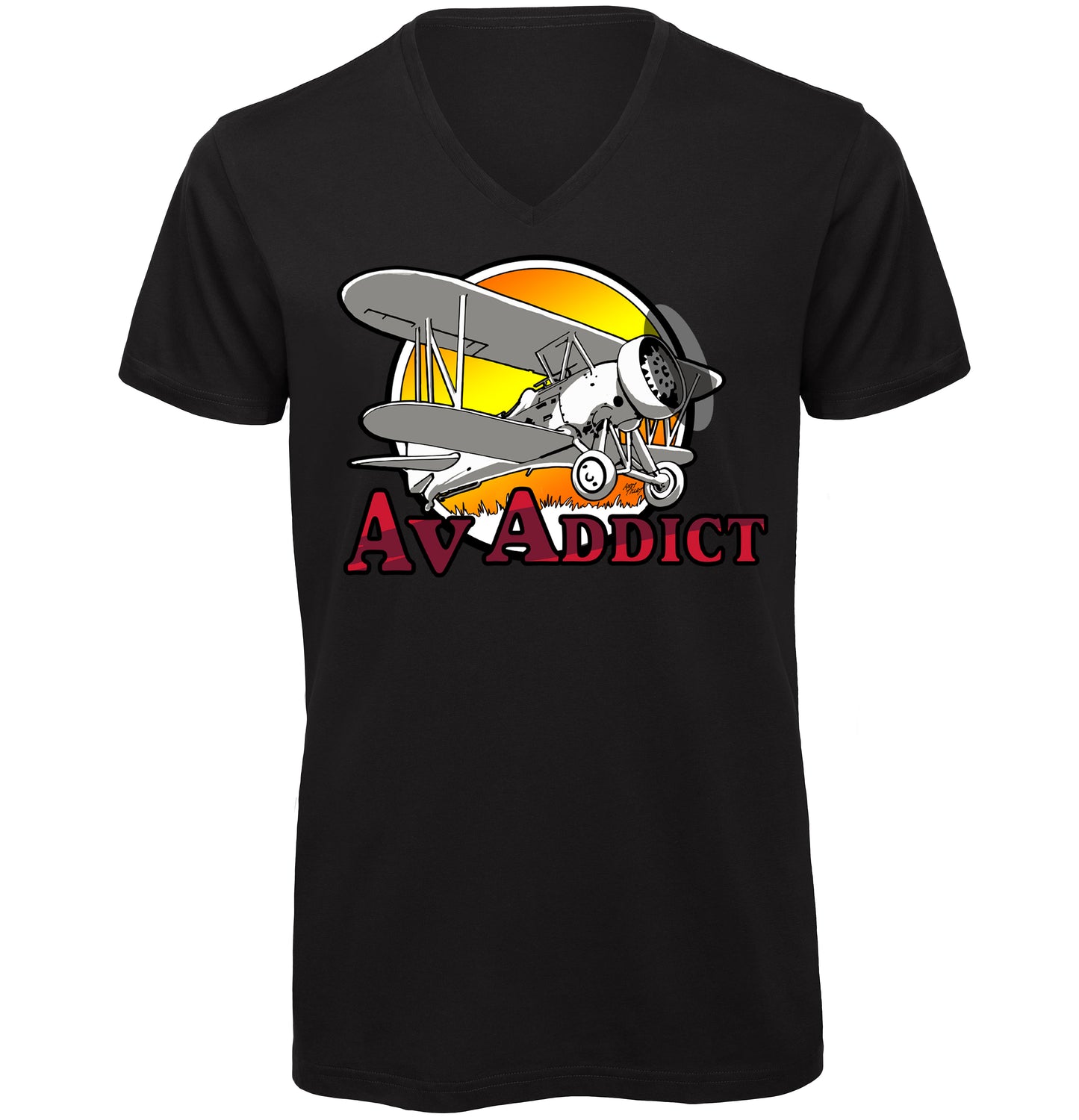 Aviation Addict Sun V-Neck T-Shirt