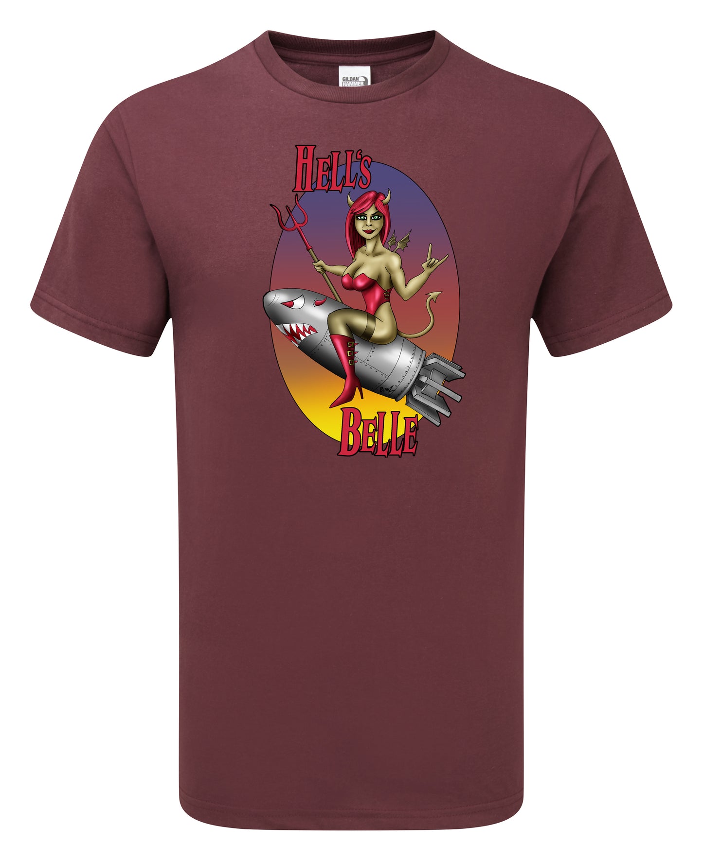 Hells Belle Nose Art Cartoon T-Shirt